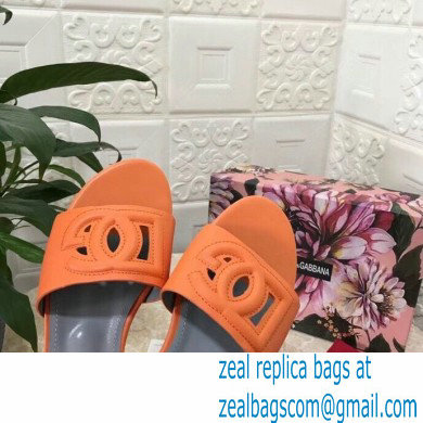 Dolce  &  Gabbana Calfskin Flat Sliders Orange With DG Millennials Logo 2021